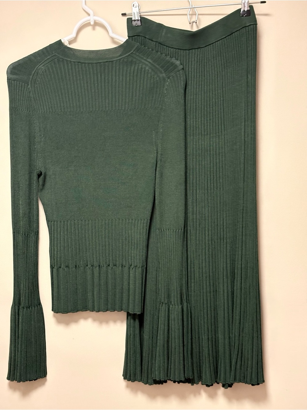 Zimmermann Forest Green Ribbed Midi Skirt & Sweater Set - Picture 5 of 6